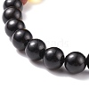 Natural Wood & Mixed Gemstone Round Beaded Stretch Bracelet BJEW-JB08207-5