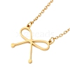 304 Stainless Steel Bowknot Pendant Necklaces for Women NJEW-S434-01G-1