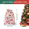 24Pcs 12 Style Christmas Theme Cotton Fabric Cloth Bag ABAG-MB0001-01-11