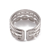 Non-Tarnish 304 Stainless Steel Triple Line Cuff Rings for Women RJEW-G285-15P-3