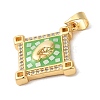 Rhombus with Virgin Face Brass Micro Pave Cubic Zirconia Pendants KK-K385-043G-3