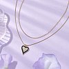 Double Layer Brass Micro Pave Clear Cubic Zirconia Heart Pendant Necklaces for Women NJEW-JN04979-2