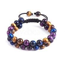 Natural Tiger Eye Braided Bead Bracelet BJEW-SW00001-23