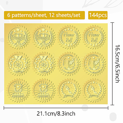 6 Patterns Aluminium-foil Paper Adhesive Embossed Stickers DIY-WH0451-001-1