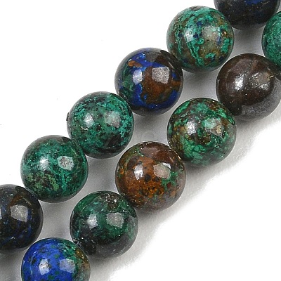Natural Azurite Beads Strands G-P503-6MM-09-1