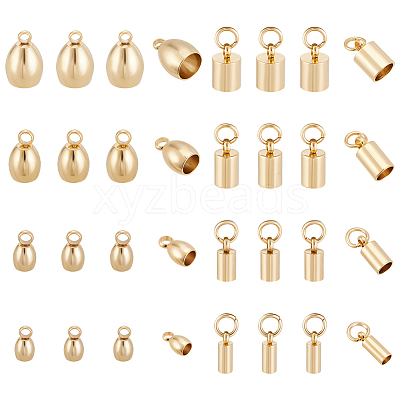 32Pcs 8 Style 201 Stainless Steel Cord Ends STAS-UN0027-12-1