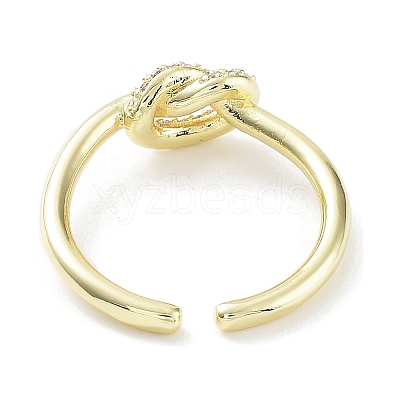 Knot Rack Plating Brass Micro Pave Clear Cubic Zirconia Open Rings RJEW-D020-10G-1