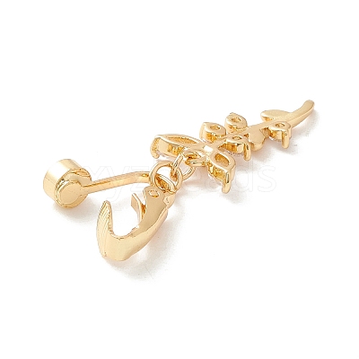 Leaf Cubic Zirconia Charm Belly Ring LS-AJEW-F057-06G-1