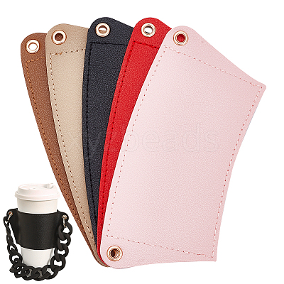 5Pcs 5 Colors PU Leather Heat Resistant Reusable Cup Sleeve AJEW-WR0001-58A-1