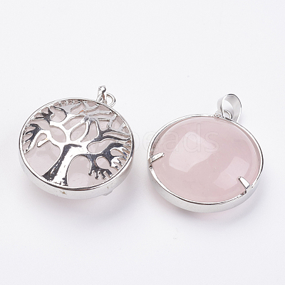 Natural Rose Quartz Pendants KK-K216-A04-1