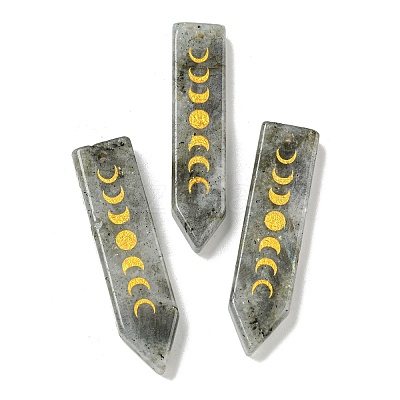 Natural Labradorite Moon Phase Pendants G-C145-01E-1