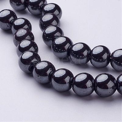 Non-Magnetic Synthetic Hematite Round Beads Strands X-G-H1624-10mm-1-1