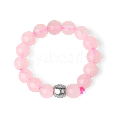 4MM Round Natural Rose Quartz Beaded Stretch Rings LS-VM0712-6-1
