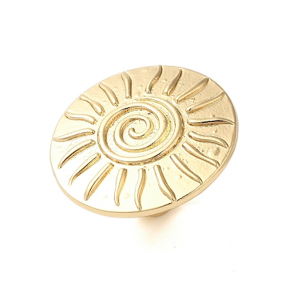 Big Flat Round with Sun Alloy Open Cuff Rings for Women LS-RJEW-U006-04G-1