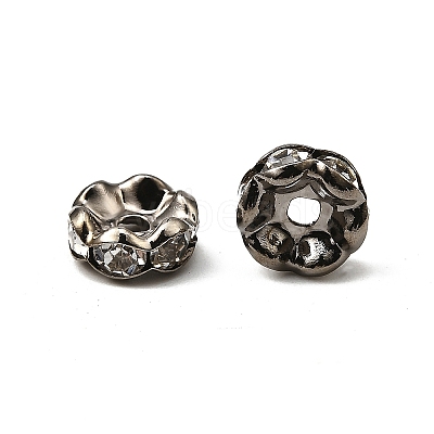 Brass Rhinestone Spacer Beads RB-A014-L8mm-01B-1