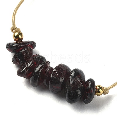 Natural Garnet Chips Braided Bead Bracelets BJEW-JB09851-01-1
