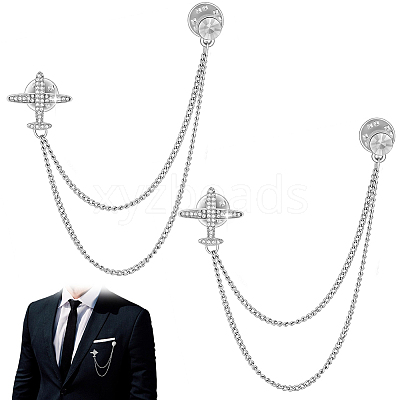 Airplane Alloy Hanging Chain Brooch JEWB-WH0001-71P-1