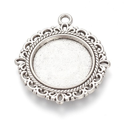 Tibetan Style Alloy Pendant Cabochon Settings TIBE-T003-08AS-NR-1