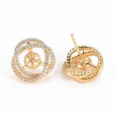 Brass Micro Pave Clear Cubic Zirconia Stud Earring Findings KK-S356-241-NF-1