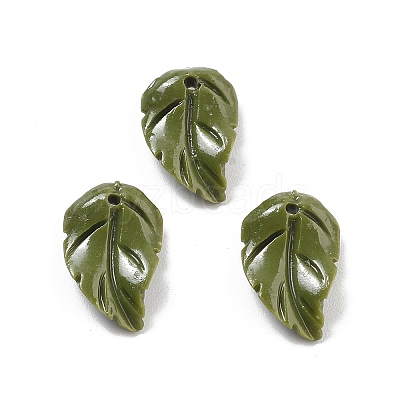 Synthetic Coral Dyed Leaf Charms CORA-Q034-03-1