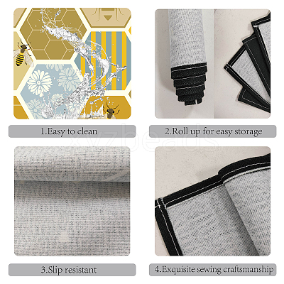 Rectangle with Bees Pattern Cotton Linen Cloth Table Mat AJEW-WH0196-010-1