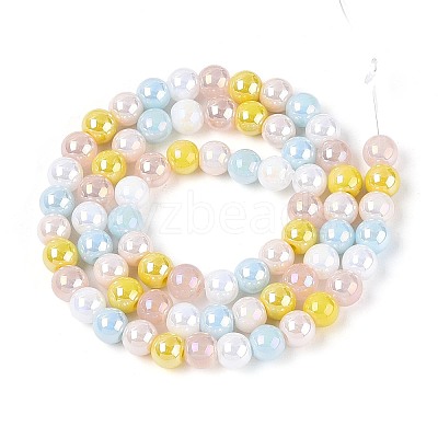Electroplate Glass Beads Strands X-EGLA-N019-6mm-02-1