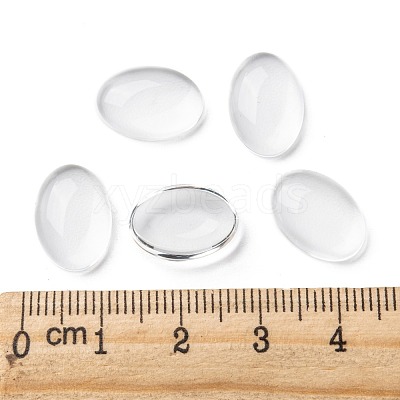 Transparent Oval Glass Cabochons X-GGLA-R022-14x10-1