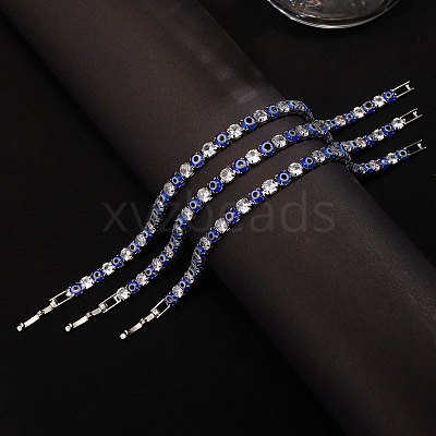 Brass & Clear Cubic Zirconia & Resin Evil Eye Tennis Bracelets for Women FS-WG6CA97-01-1