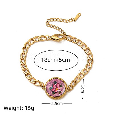 304 Stainless Steel Enamel Link Bracelets WGE16A1-04-1