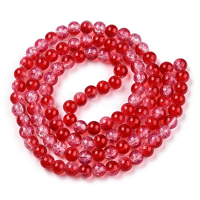 Transparent Crackle Baking Paint Glass Beads Strands DGLA-T003-01B-08-1