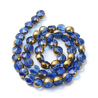 Half Plated Electroplate Transparent Glass Beads Strands EGLA-E060-02A-HP08-1