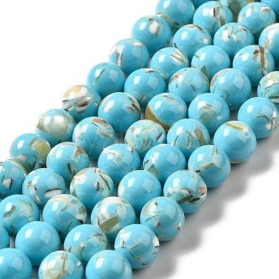 Synthetic Turquoise and Sea Shell Assembled Beads Strands G-D482-01C-07-1