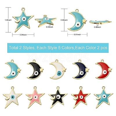 20Pcs 10 Style Rack Plating Alloy Enamel Pendants ENAM-SZ0002-61-1