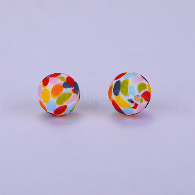 Printed Round Silicone Focal Beads SI-JX0056A-60-1