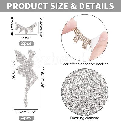 6Pcs Eyelash & Fairy Glitter Hotfix Rhinestone DIY-FH0003-48-1