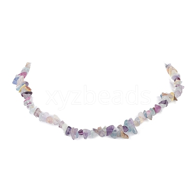 Natural Fluorite Chips Beaded Necklaces NJEW-JN04275-06-1