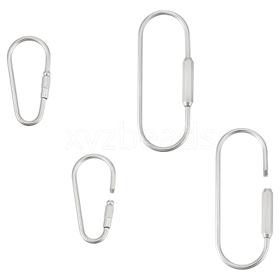 4Pcs 2 Styles 304 Stainless Steel Screw Carabiner Lock Charms STAS-UN0059-93-1