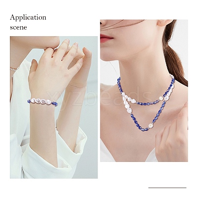 3Pcs Natural Shell & Plastic Pearl Flower & Glass Beaded Necklaces and Stretch Bracelet Set SJEW-SW00010-03-1