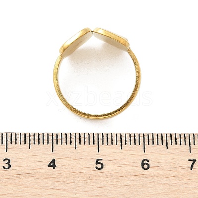 Rectangle 304 Stainless Steel White Shell Cuff Rings for Women RJEW-G346-04G-02-1