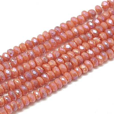 Electroplate Opaque Solid Color Glass Beads Strands EGLA-Q112-B10-1