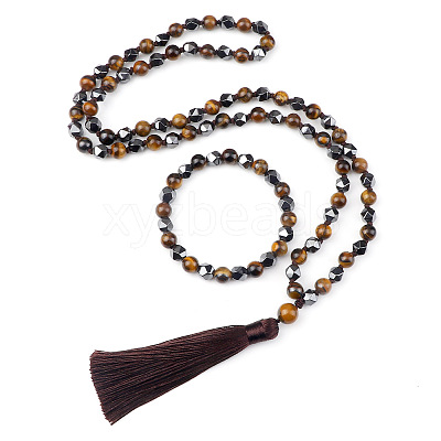 Natural Hematite Round Beaded Pendant Necklaces & Bracelets Sets FS-WG9D102-27-1