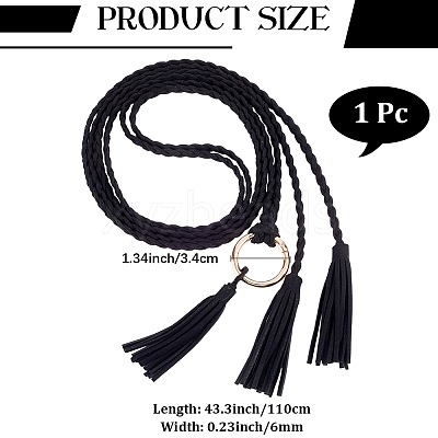 Handmade Imitation Leather Braided Rope Tie Belts AJEW-WH20006-398A-1
