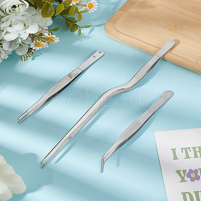 3Pcs 3 Styles Stainless Steel Tweezers TOOL-LP0001-41-1