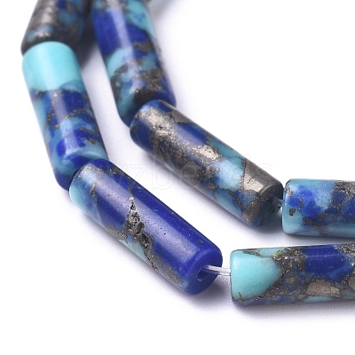Assembled Synthetic Gold Line Turquoise and Lapis Lazuli Beads Strands G-D0006-A02-1
