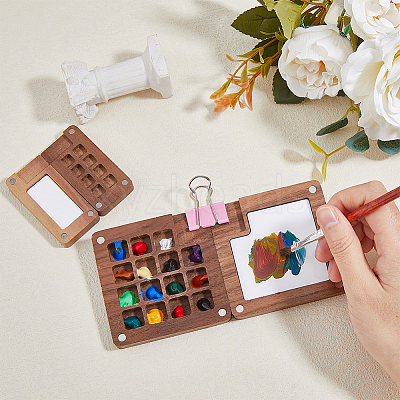 2Pcs 2 Styles Wood Magnetic Flip Top Paintbox AJEW-DC0001-26-1