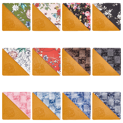 12Pcs 12 Style Printed Imitation Leather Page Corners AJEW-GO0001-11-1