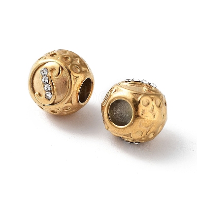 Ion Plating(IP) 304 Stainless Steel Rhinestone European Beads STAS-A092-10S-G-1