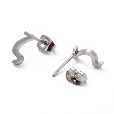 Tarnish Resistant 304 Stainless Steel Greek Alphabet Stud Earrings STAS-D007-07P-18-1