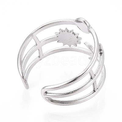304 Stainless Steel Cuff Rings Components X-STAS-N113-03P-1