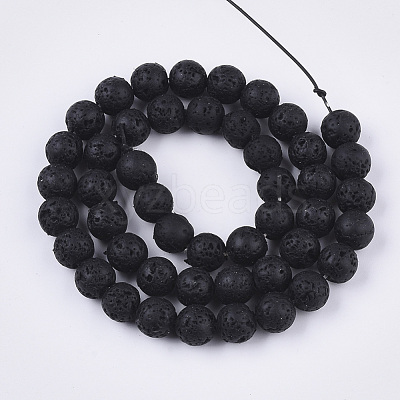 Spray Painted Natural Lava Rock Beads Strands G-N0324-D-01-1